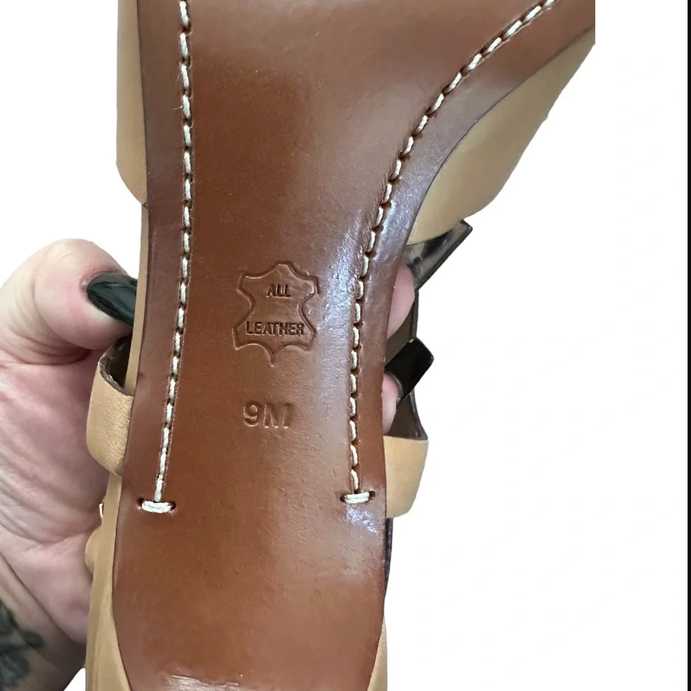 Tory Burch tan strap heels